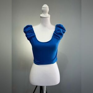 CLEARANCE! Blue Boutique Puff Shoulder Crop Top Size S NWOT